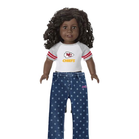 American Girl Doll NFL Kansas City CHIEFS TEE + STAR JEGGINGS Football Outfit! - Picture 5 of 13